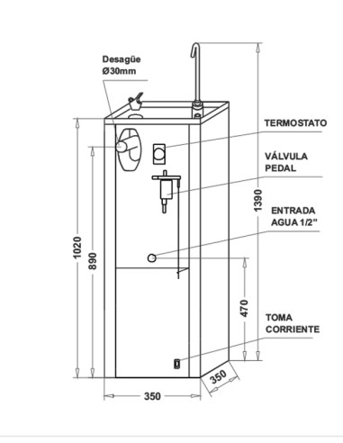M-8A Série 8 Plano de fonte de água de Canaletas